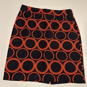 Banana Republic Navy and Orange Circle Pattern Skirt size 6